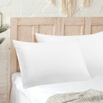 PiccoCasa 2Pcs Microfiber Embroidery Pillowcases Zipper White Standard