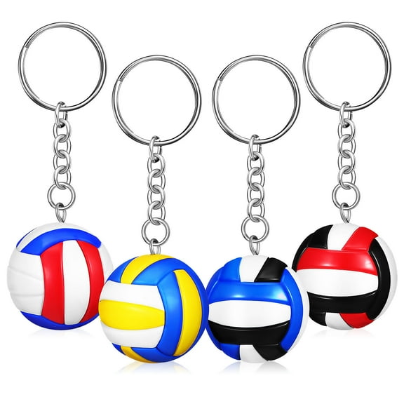 Raindrops Mini Volleyball Keychain Charms Bulk 4pcs Sports Key Accessories for Fans and Players
