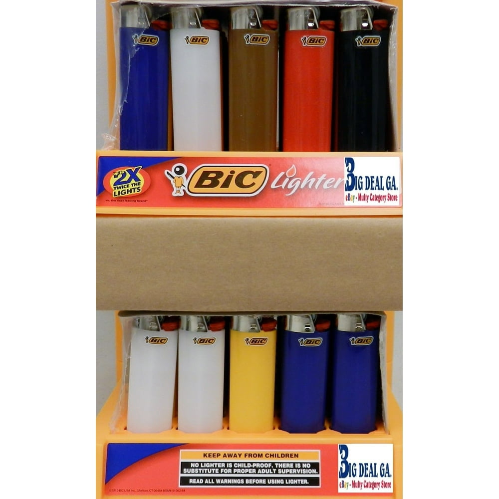 50 Full Size Big BIC LIGHTERS DISPOSABLE BULK WHOLESALE LOT Not Mini Cigarette