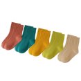 thumbnail image 4 of 5 pares de calcetines de media pantorrilla para niños, algodón peinado, suaves, cómodos, durabilidad, Color puro, calcetines para niños pequeños para otoño, 4 of 5