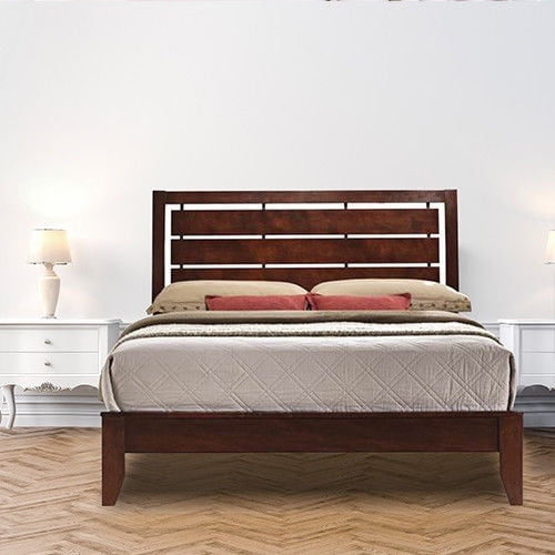 King Size Bed Frame with Platform Wood Slats Tall Headboard - Walmart