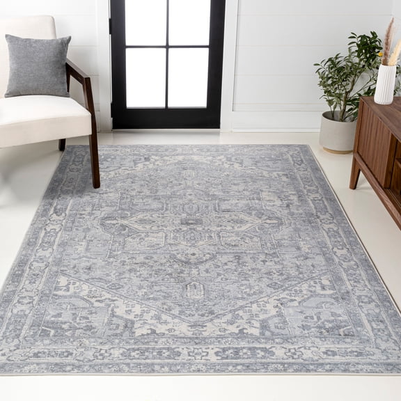 JONATHAN Y MODERN PERSIAN 5 x 8 Area Rug, Vintage Medallion - Light Gray/Ivory, MDP106C-5