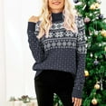 thumbnail image 2 of Christmas Sweater for Women Snowflake Long Sleeve Turtleneck Knitted Tops Soft Comfy Fall Winter Pullover Sweater, 2 of 6