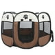 thumbnail image 4 of Jaula plegable portátil para perros y gatos, tienda de ejercicios y juegos, cubierta de malla para uso en interiores y exteriores, café, 4 of 12