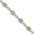 thumbnail image 6 of 925 Sterling Silver Rhodium-plated Diamond and Peridot Bracelet, 6 of 6
