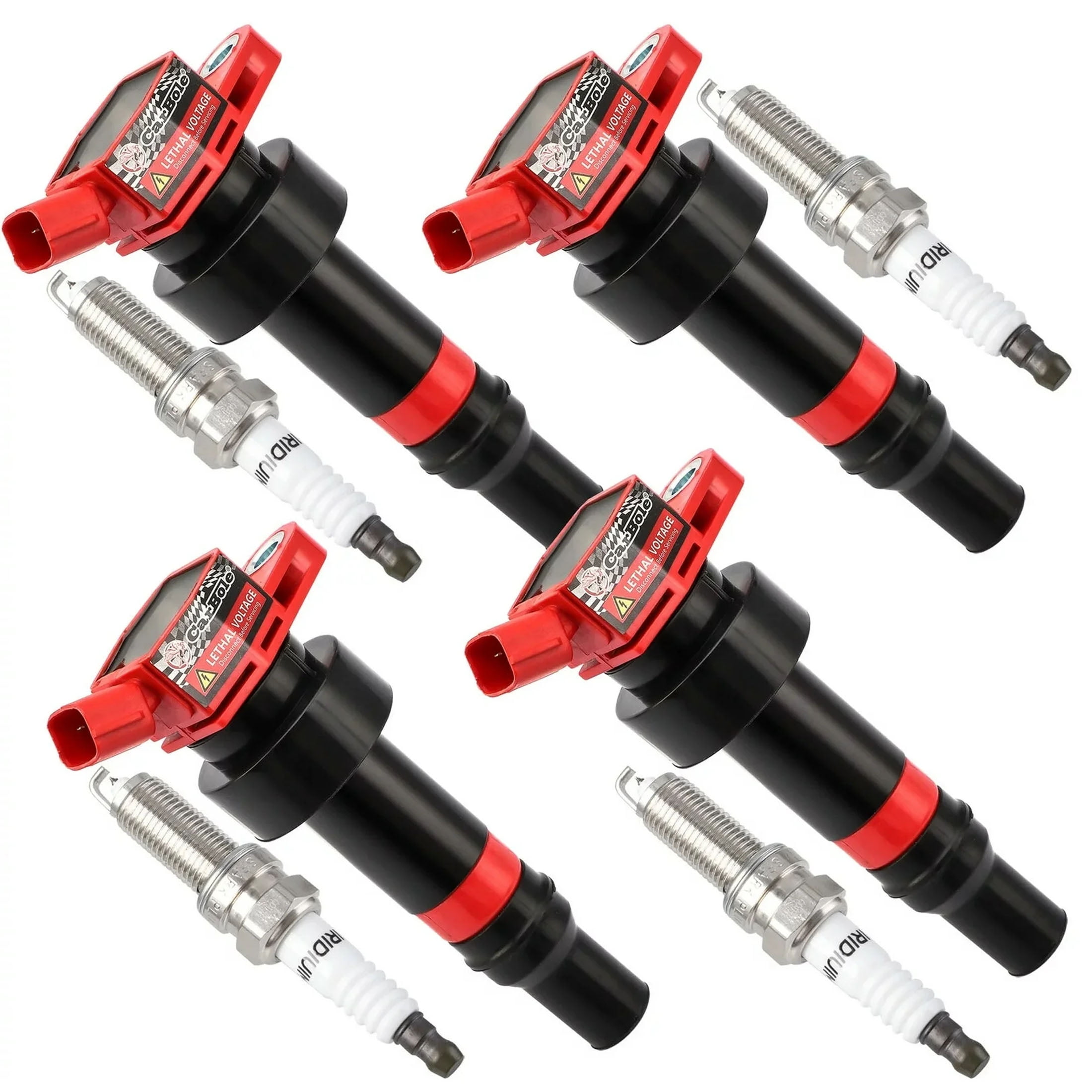 Set of 4 Ignition Coils pack and Spark Plugs UF652 Compatible with Hyundai Kia Dodge Accent Veloster Rio Soul Attitude - L4 1.6L