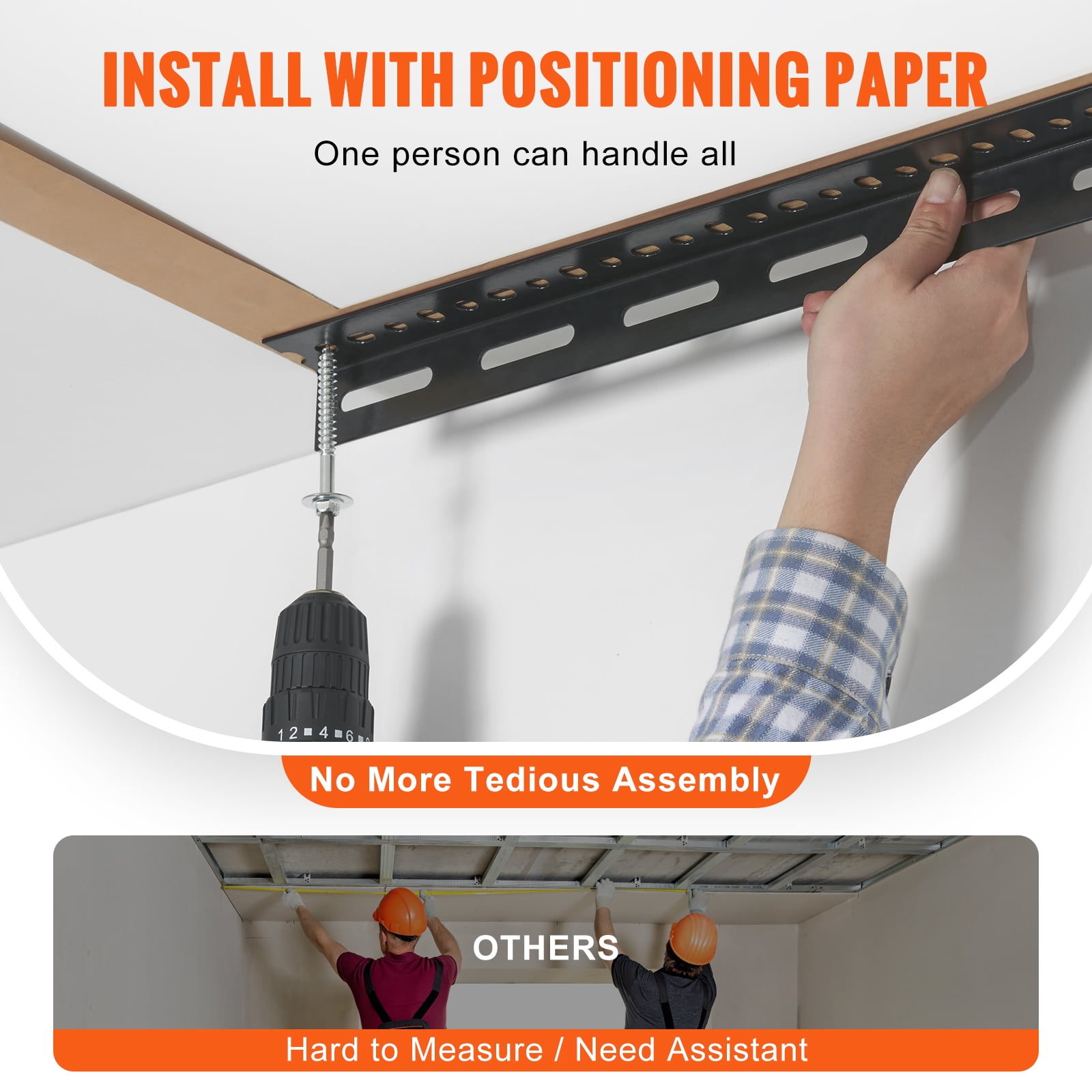KFFKFF Overhead Adjustable Garage Storage Rack 48x96" Ceiling Rack 600 lbs Black