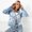 Blue, variant on Womens Short Cardigan Flower Printed Knitted Cardigan V Neck Mink Fleece Sweater Womens Coat Spring Outfit