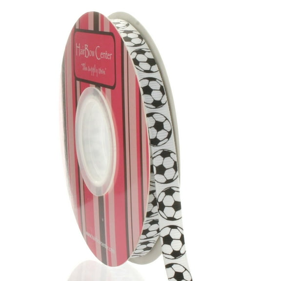 3/8" Soccer Ball Grosgrain Ribbon 25 Yard