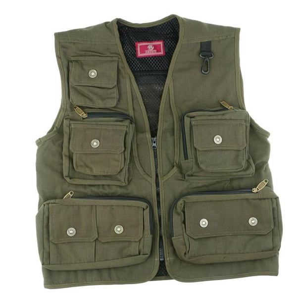 Fly Fishing Vest, Multi Pockets Hunting Waistcoat Jackets Green XL