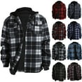 thumbnail image 2 of TrdSipl Hooded Flannel Jackets for Men Lounge Button Down Plaid Flannel Shirts 2025 Fall Big & Tall Jackets for Men Stylish Long Sleeve Hoodie with Pockets, 2 of 3