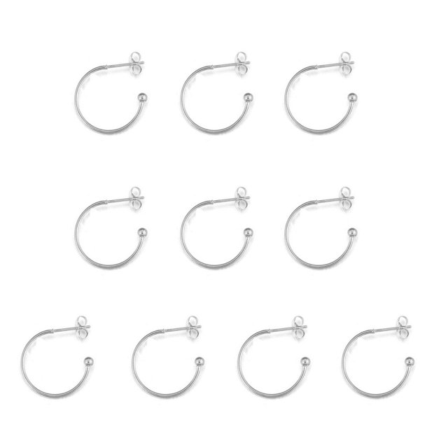 Anneaux d'Oreilles Simples en Forme de C, Boucles d'Oreilles Clous Boule Circulaires pour Fabrication de Bijoux DIY