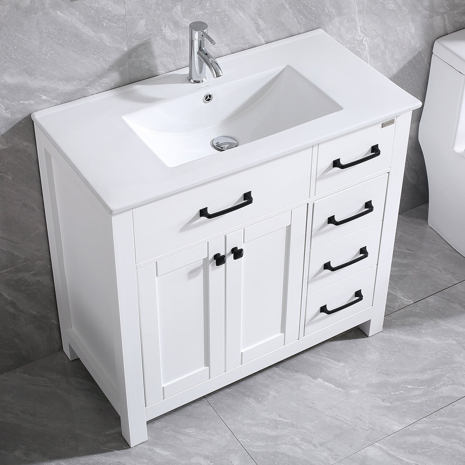 36 Inch Single Bathroom Vanity Set In White - #366T5