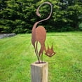 mnjin metal cat fence topper decor metal cat silhouette metal fence art