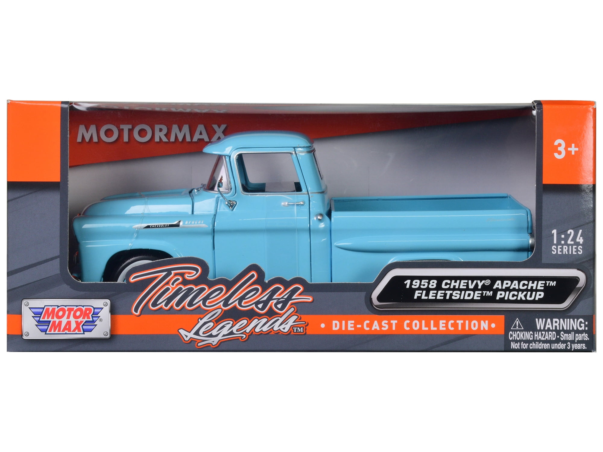 No197 ミニカー1/24 CHEVROLET APACHE PICKUP 1958 CHEVROLET APACHE FLEETSIDE PICKUP BLUE 1/24 MODEL CAR