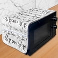 thumbnail image 1 of Floral Microwave Oven Cover, Vertically Arranged Streaks with Abstract Delicate Flowers Drawn by Hand, Water Resistant Organizer with Pockets for Kitchen, 36" x 12", Charcoal Grey White, by Ambesonne, 1 of 4