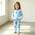 thumbnail image 6 of Amidoa Boys 2 Piece Outfits Fall Winter Clothes Print Soft Long Sleeve Top and Casual Pants Kids Clothing Sets Size Blue 90, 6 of 7