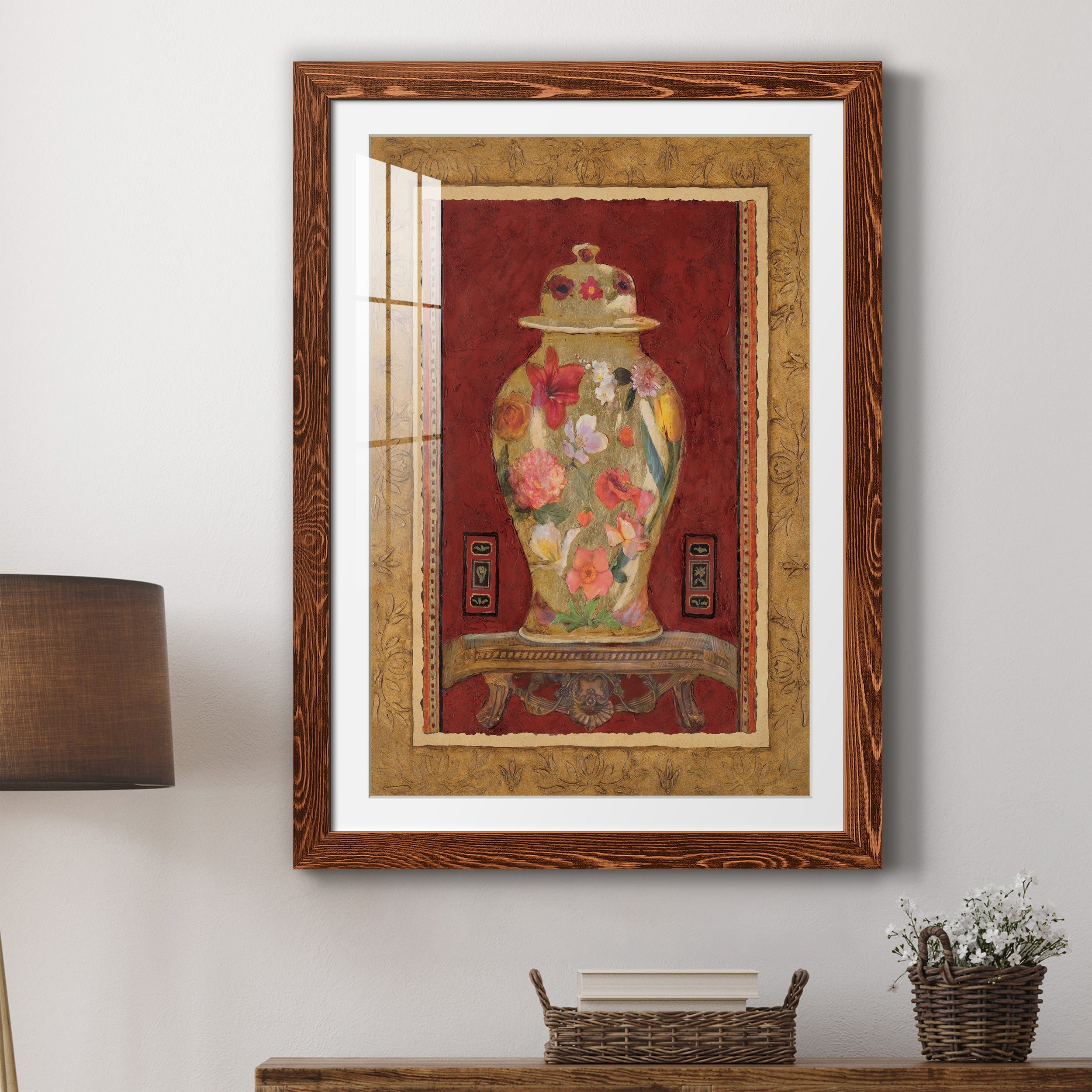 Romantic Urn I - Premium Framed Print - Distressed Barnwood Frame - Ready to Hang