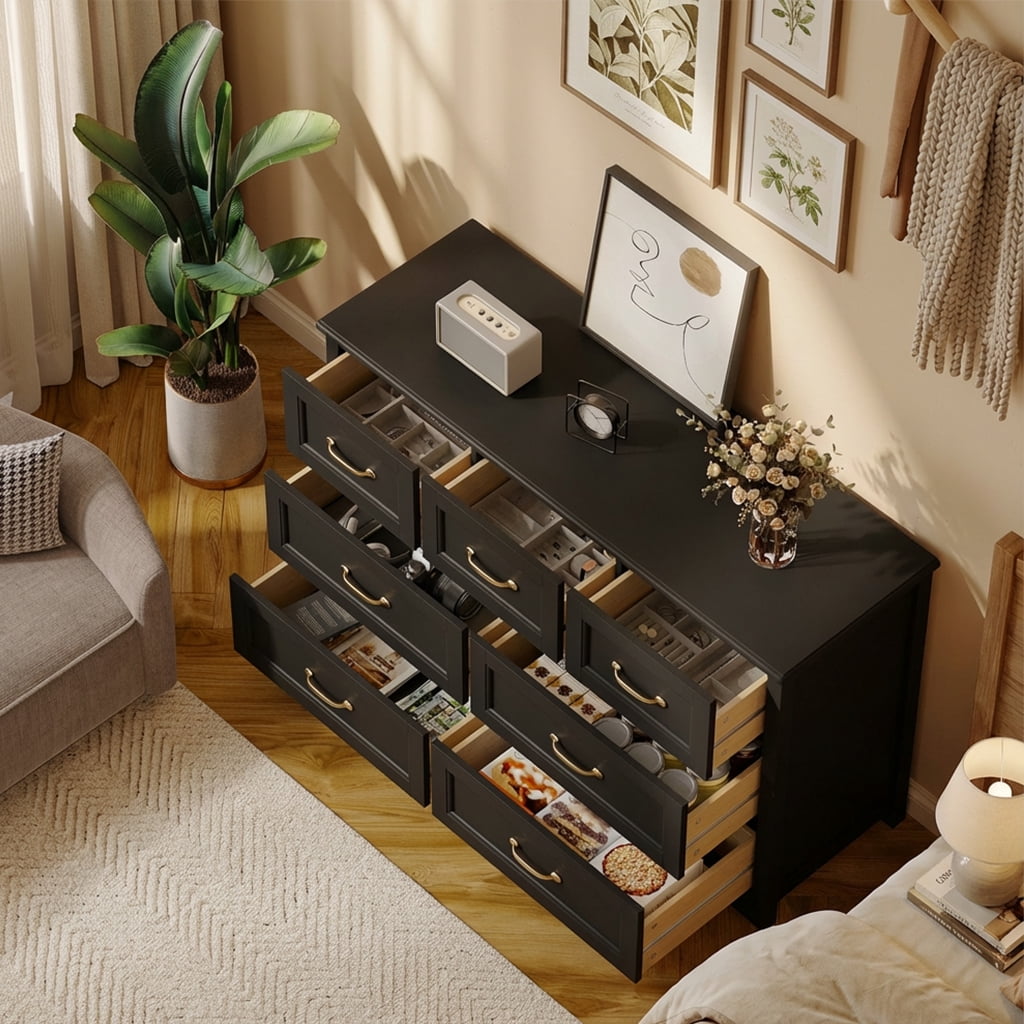 Aiho Extra-Wide 7-Drawer Wood Storage Dresser Chest, 47" Modern Cabinet Organizer with Safety Anti-Tip Hardware for Bedroom Living Room Hallway, Elegant Black Finish Aiho Extra-Wide 7-Drawer Wood Storage Dresser Chest, 47" Modern Cabinet Organizer with Safety Anti-Tip Hardware for Bedroom Living Room Hallway, Elegant Black Finish - Image 6