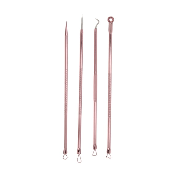 Unique Bargains 1 Set Convenient Heart Pimple Extractor Kit Pink
