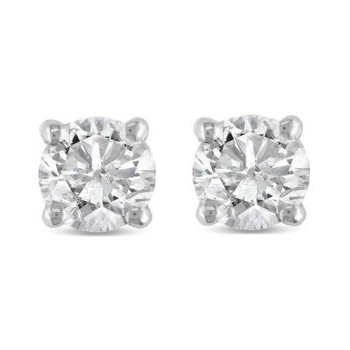 Pompeii 1/2Ct Round Diamond Studs Earrings in 14K White Or Yellow Gold Basket Setting