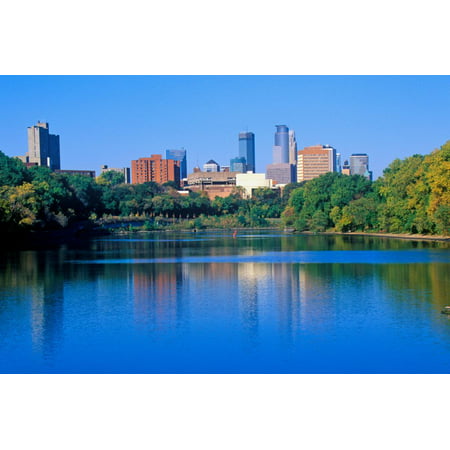 Morning view of Minneapolis skyline from Interstate 94, MN Print Wall