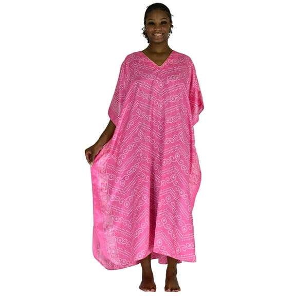 Up2date Fashion's Women's Caftan / Kaftan / Muumuu / Mumu, Coral Blossom Print, Caf-29