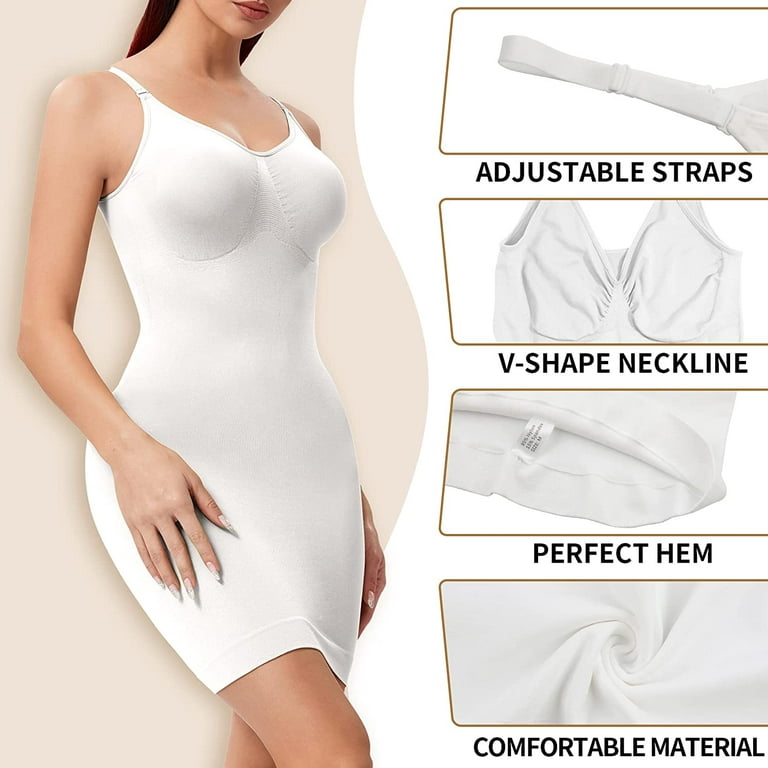 Vaslanda Shapewear Slip Dress for Women Tummy Control Camisole Full Slip  Under Dress Seamless Body Shaper 