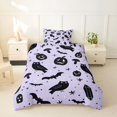 thumbnail image 2 of Homewish Witchy Forest Owl Bat Twin Duvet Cover for Kids, Purple Mushroom Pumpkin Twin Bedding, Halloween Reversible, 2pcs, 1 Duvet Cover and 1 Pillowcase, 2 of 6