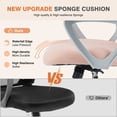 thumbnail image 4 of Ergonomic Office Chair, Comfortable Home Office Chair with Lumbar Support Computer Chair with Adjustable Height, Pink Reclining Desk Chair, 4 of 8