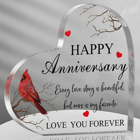 Happy Anniversary Gift for Women, Anniversary Wedding Acrylic Gifts for Her Him Couple Wife Husband Girlfriend Boyfriend 4x4 inch