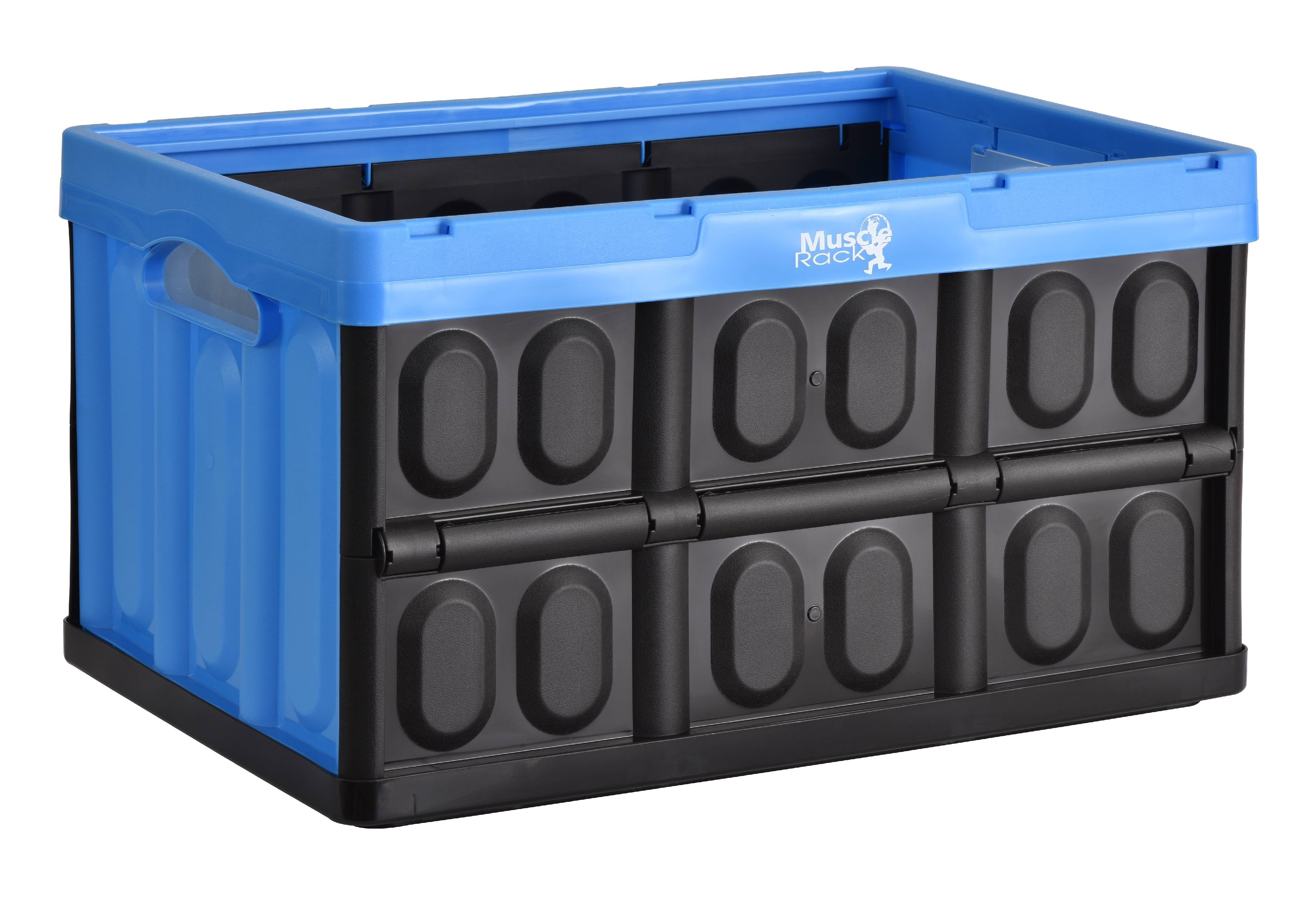 Lotus USA Foldable Stackable Cooler and Crate Blue and Black 37 Quart 35L 