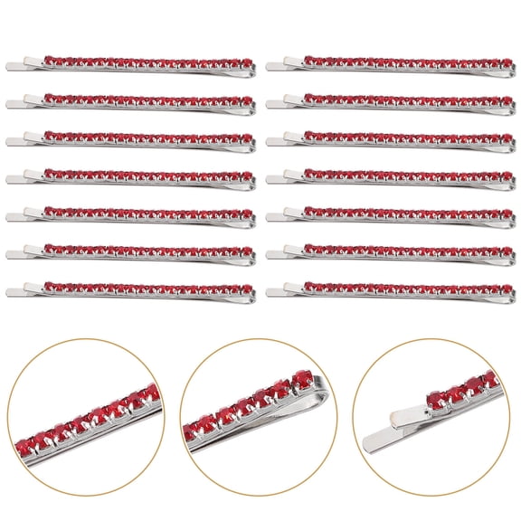 Soimiss Red Rhinestone Hair Pin For Women Versatile Hairstyle Creation 15Pcs