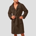 thumbnail image 2 of Bovxnpu Mens Robes Bathrobes Double Fleece Lapel Long Sleeve Belted Robe Sleepwear, 2 of 10