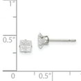 thumbnail image 3 of 925 Sterling Silver 4mm Square CZ 4 Prong Stud Earrings, 3 of 7