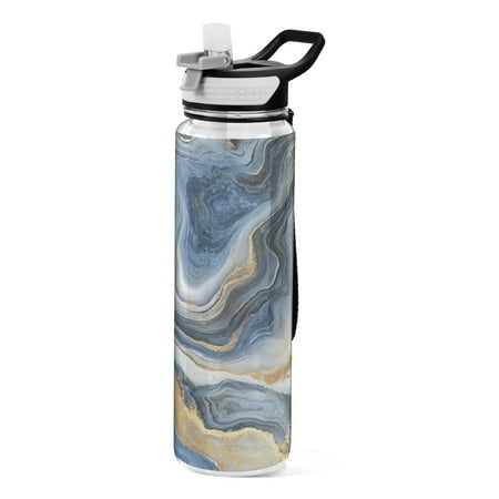 

Sports Water Bottle 1000ML Tritan Food Grade Clear Water Bottle Fitness Outdoor Sports Bike Blue Marble
