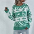 thumbnail image 4 of Qertyioot Chandails de Noël pour Femmes Col Rond, Mode Manches Longues Col Rond Tendance Ample Blouse Flocon de Neige Chandail Tricoté, 4 of 6