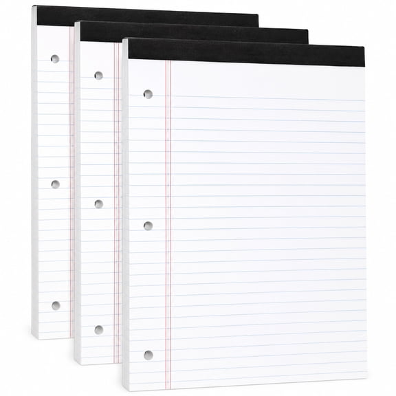 Strong Sturdy Backing Legal Notepads 8.5x11, Wide Ruled, 30 Sheets, 3 Pack