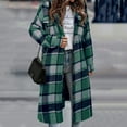 thumbnail image 4 of ASDFVBKG Women's Winter Flannel Shacket Long Jacket Plaid Button Up Casual Lapel Long Sleeve Jacket Fashion Loose Coats Winter Hoodie Outerwear Pocketed Green S, 4 of 4