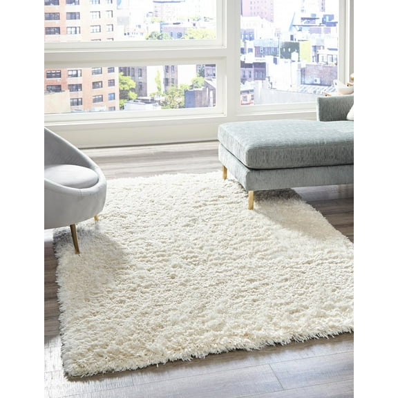 Marilyn Monroe Opulence Shag Collection Area Rug - Silver Screen (3' 3" x 5' 3" Rectangle Bone/Beige)