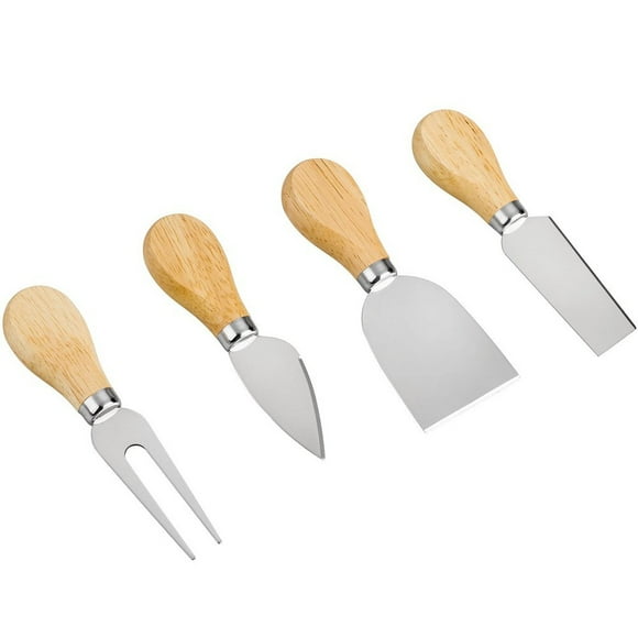 Cheese Knife Set, 4 PCS Cheese Knives for Charcuterie Board Utensils, Cheese Knives Set with Wood Handle Steel Stainless Cheese Slicer Cheese Cutter - Butter Knife & Fork