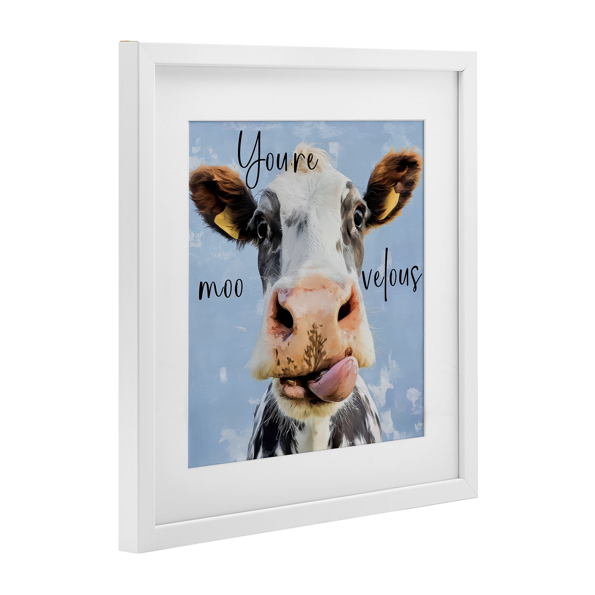 Stupell Industries You're Moo-velous Cow White Framed Print Under Glass, design by Kim Curinga