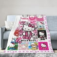 thumbnail image 2 of Cute Cat Blanket Hello Kitty Flannel Blanket Super Soft Throw Blankt for Couch Sofa Bed Chair Decor Decorations Blanket black2-60x50, 2 of 5