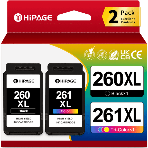 260XL 260 Ink for Canon 260/261 Ink Compatible with Canon Ink 260 for Canon Pixma TS5320 TS6420 TS6400 Printer (Black Tri-Color)