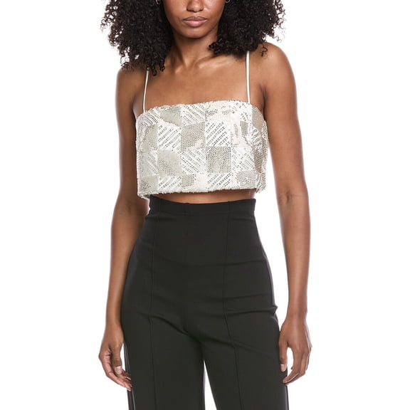 Ramy Brook womens Chase Bandeau Top, 8, Silver