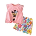 thumbnail image 3 of Infant Girls Clothes Summer Outfits Lightweight Short Sleeve Printed Tee and Shorts 2 Piece Outfits Size 6-12 Months, 3 of 6