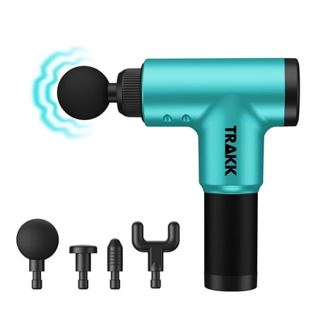 TRAKK Beast Deep Tissue Percussion Massage Gun, Rechargeable Handheld 6 Speed Cordless Massager, 4 Interchangeable Heads