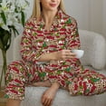 thumbnail image 6 of Honeii Red Houses Print Women's Pajama Sets Long Sleeve Button Down Sleepwear Nightwear Soft Pjs Lounge Sets 2PCS-X-Large, 6 of 7