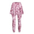 thumbnail image 4 of SCRAWLGOD Pink Tie-Dye Fashionable Women's Skirt with Leggings Breathable Yoga Tennis Golf Skirted Leggings with Pocket Full Length Stretchy Athletic Pants, L, 4 of 7