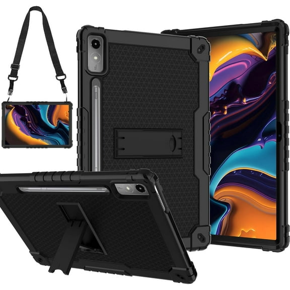 FIEWESEY Case for Lenovo Tab P12 12.7 Inches Tablet Case,Heavy-Duty Drop-Proof Shockproof Hybrid Kids Protective Case for Lenovo tab P12/Xiaoxin Pad Pro 12.7" Tablet Case TB370FU/TB371FC (Black/Black)